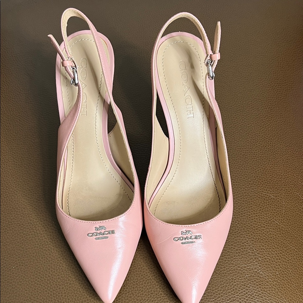 Coach Pink Pointed Leather Slingback Pumps